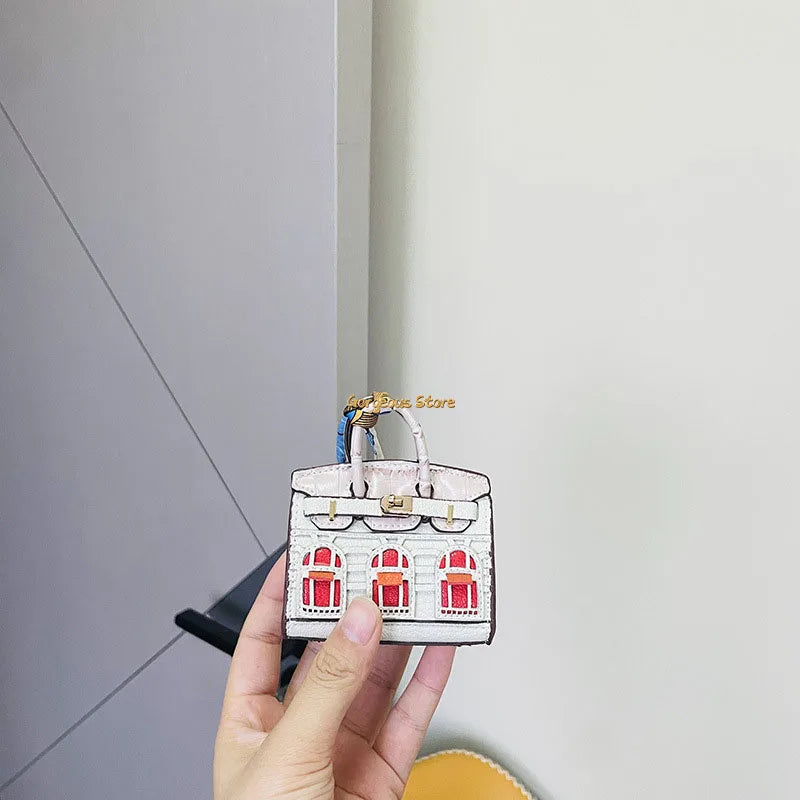 Birkin Inspired Mini Hand Bag - Platinum Bag Charm
