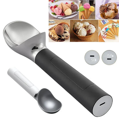 Electric Ice Cream Scoop Rechargeable Heated Spoon LED Display Holiday 2025 Gift Easy Scooping Hard Ice Cream