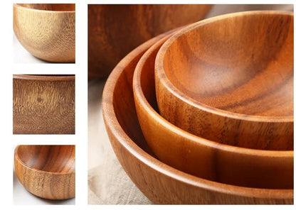 Acacia Wooden Bowl Japanese Style Salad Bowl Ramadan
