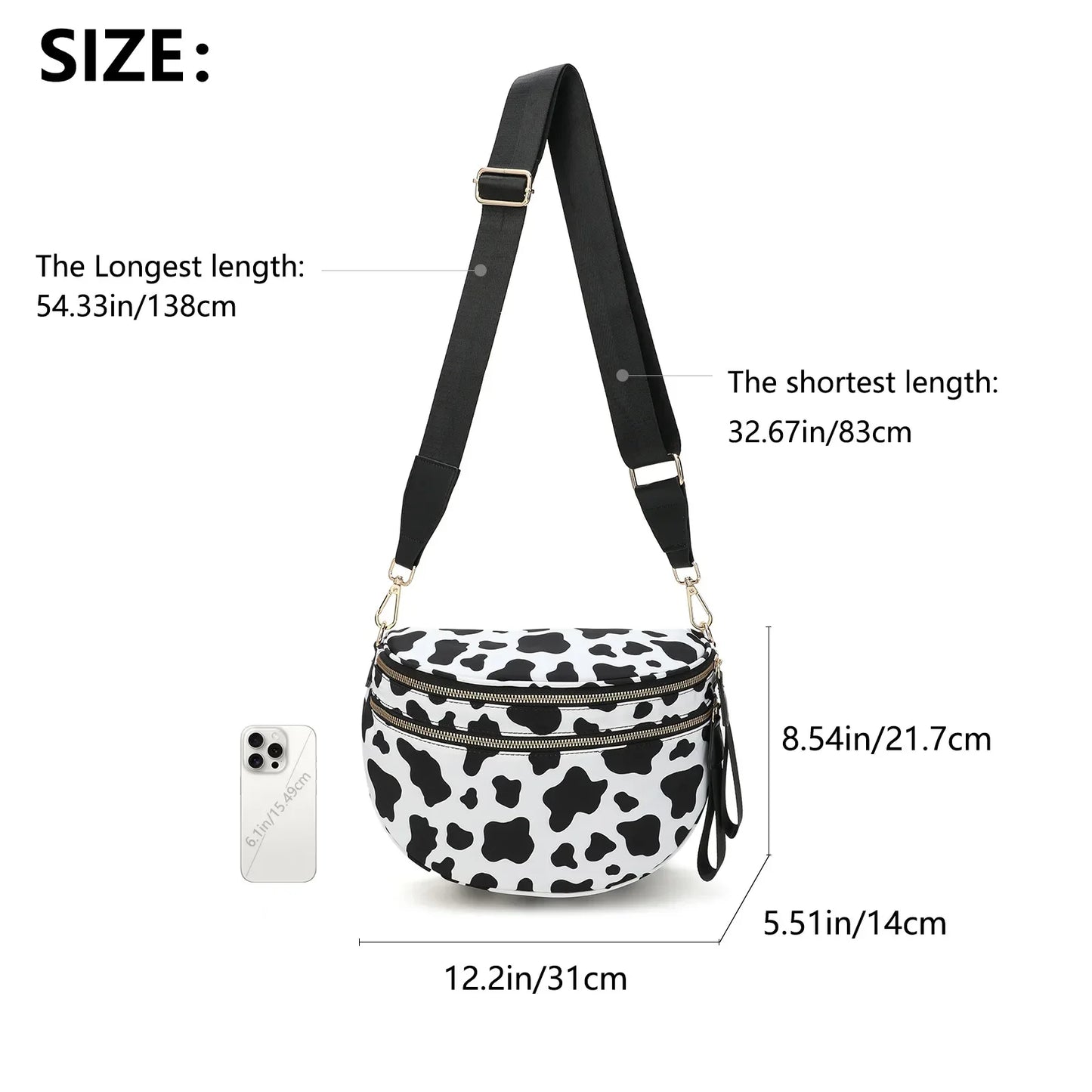 Casual women's checkered fanny pack – large capacity bum bag, adjustable crossbody mommy travel bag