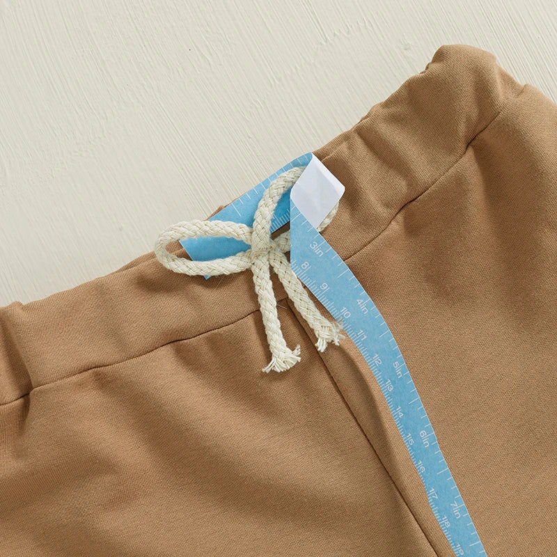 Khaki colour version of the baby boys plaid shirt and elastic pants set
