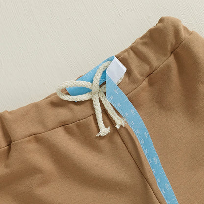 Khaki colour version of the baby boys plaid shirt and elastic pants set