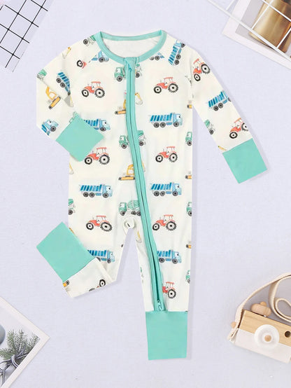 Additional gallery view 24 of baby boys bear print button-up winter romper