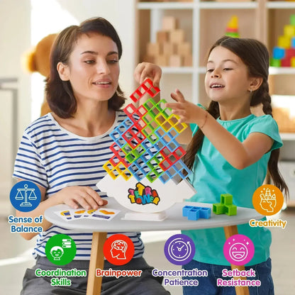 Colorful Balance Stacking Game - Fun Tetra Tower Puzzle for Kids & Adults, Perfect for Family Game Night & Gifts
