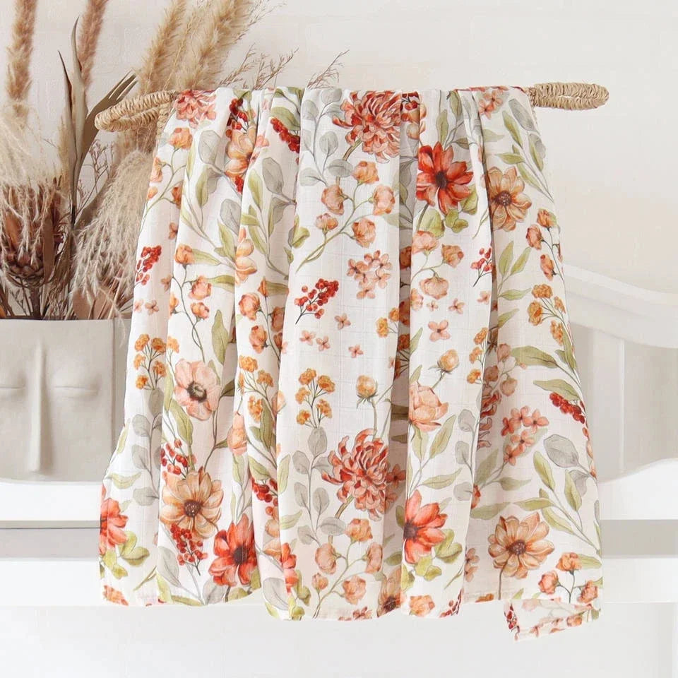 Bamboo Muslin Swaddle Blanket 120x120 Cm Floral Newborn Bedding Fall 2025 Breathable Eco Friendly Baby Gift
