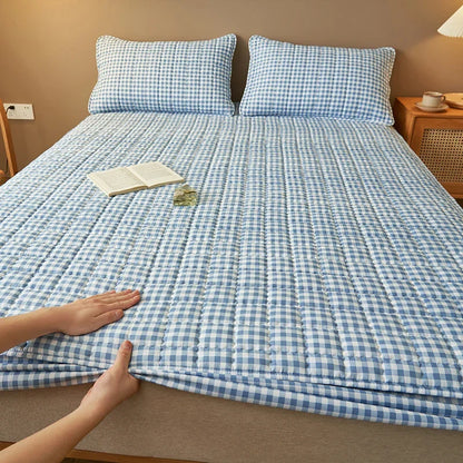 Mattress Protector Quilted Plaid Cover Breathable Antibacterial Bedding Fall 2025 Fresh Sleep