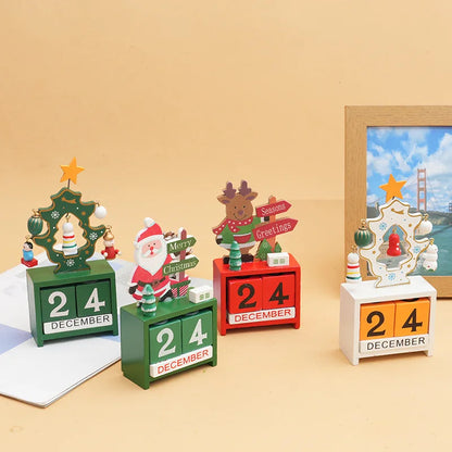 Christmas Wooden Countdown Calendar Ornament Tabletop Decor