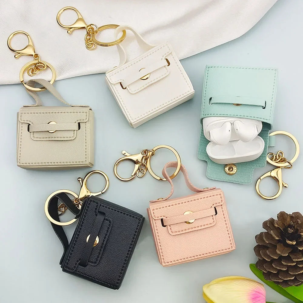 1+1 Free Birkin Inspired Mini Hand Bag - Solid Color PU Leather Coin Bag Keychain Charm