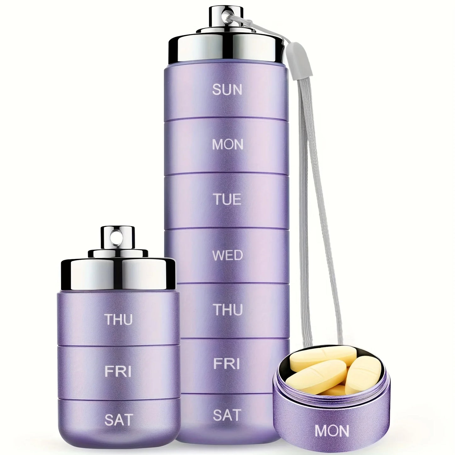 Pill Organizer Metal Travel Pill Box Set – Waterproof, Stackable, Summer Travel 2026
