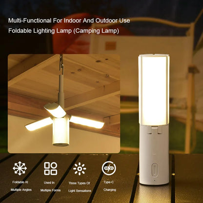 Folding Outdoor Camping Light Portable Lantern Rechargeable 3 Modes Dimmable for Tent Emergency Use