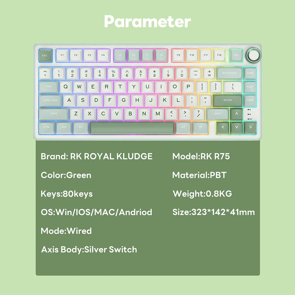 Mechanical Keyboard R75 Gasket 80Key RGB Hot Swap Spanish
