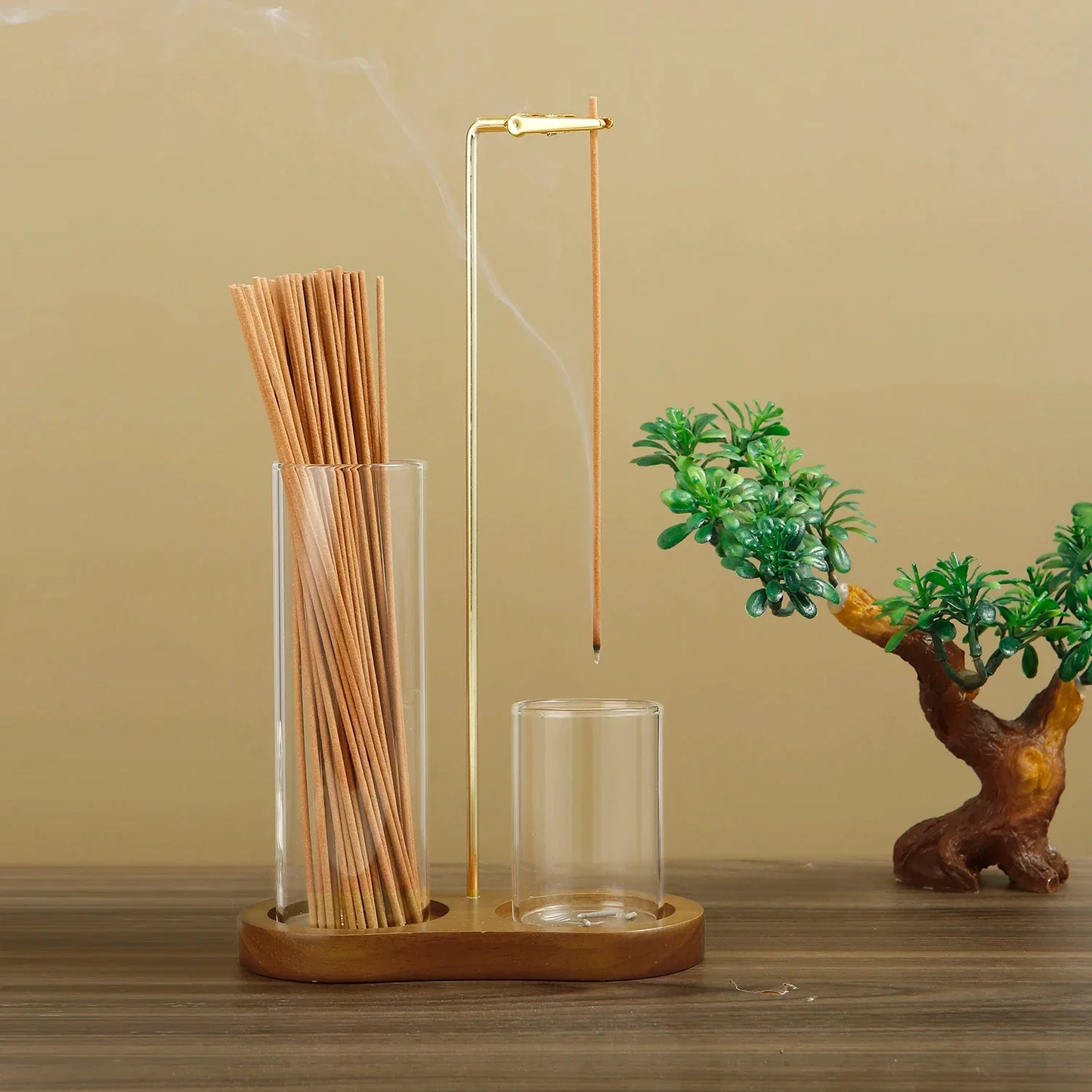 Incense Holder 2 in 1 Glass Ash Catcher Organizer Stand, Fall 2025 Home Decor, Anti Ash Clean Design