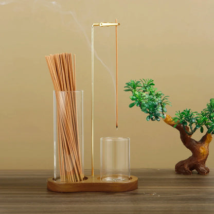 Incense Holder 2 in 1 Glass Ash Catcher Organizer Stand, Fall 2025 Home Decor, Anti Ash Clean Design