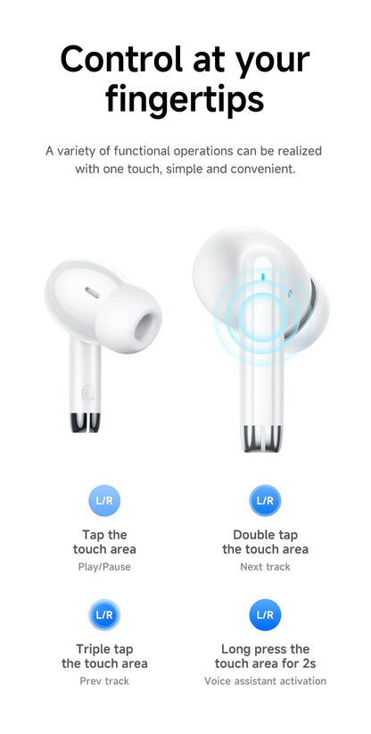 Wireless Bluetooth 5.3 earbuds – waterproof, USB-C charging, touch control, built-in mic 2026