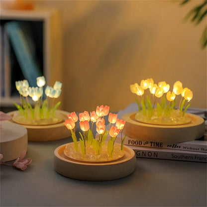 Handmade LED Tulip Flower Night Light - DIY Decorative Lamp for Bedroom, A Perfect Valentine's Day Gift