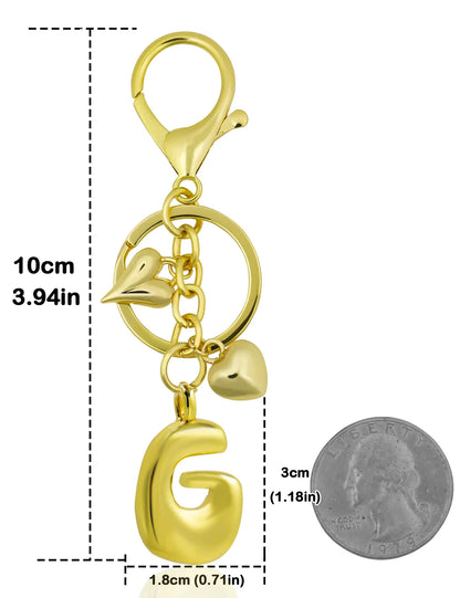 Personalized Keychain Gold Bubble Letter Bag Charm Gift