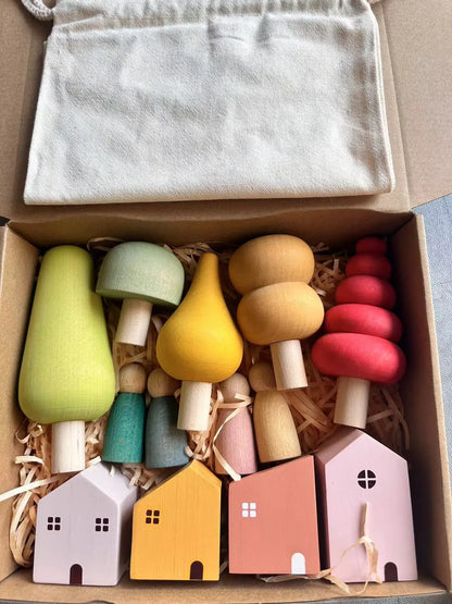 Wooden Building Blocks Pastel Nordic Stacking Play Set Fall 2025 Eco Friendly Imaginative Play Gift