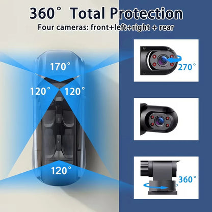 Dash Cam 4 Channel Car DVR – Front/Rear/Inside Cameras, Full HD 1080p Night Vision, Loop Recording Fall 2026