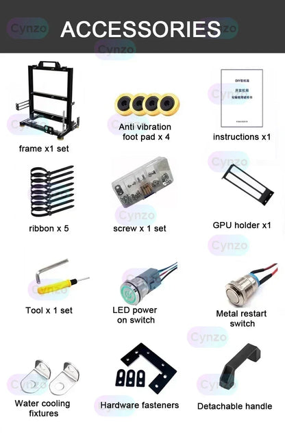 Open Frame ATX PC Case Rack Modular Water Air Cooling