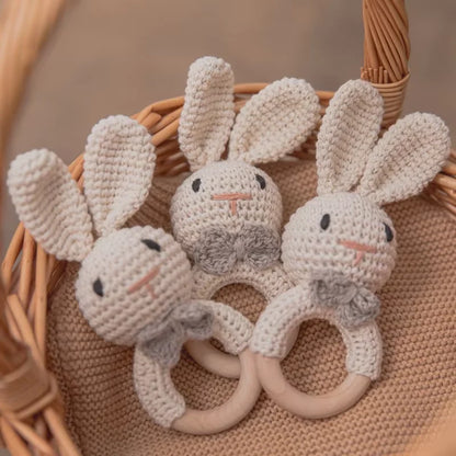 Baby Crochet Rattle Bunny Teether Newborn Sensory Toys
