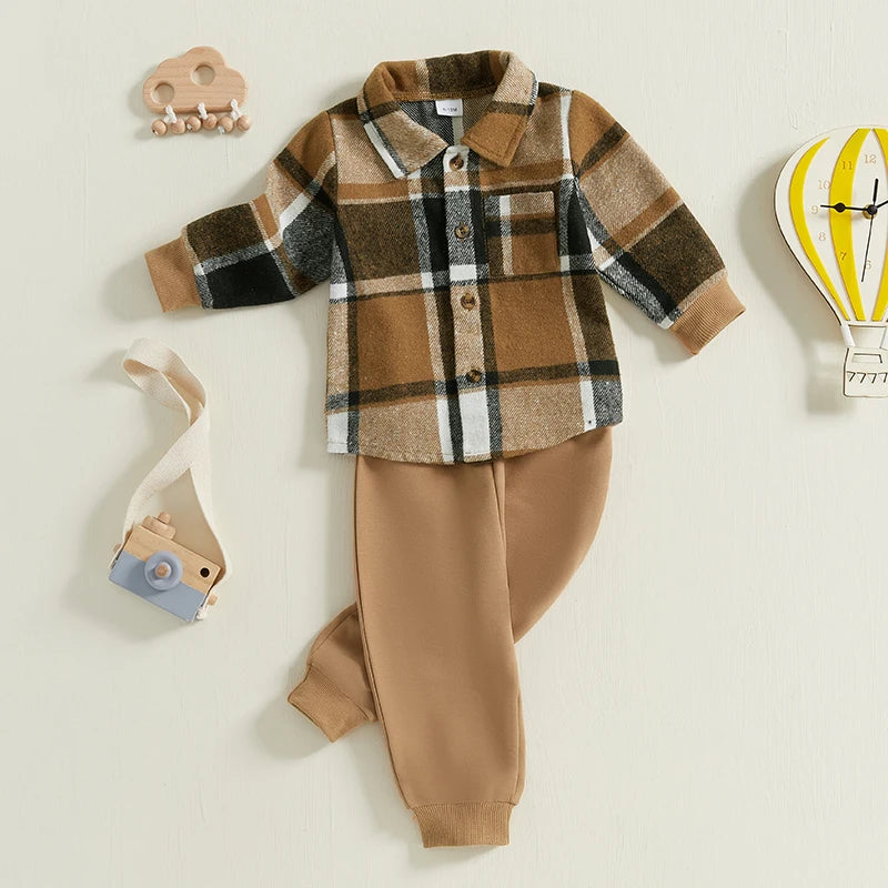 Classic plaid print on boys long-sleeve autumn shirt