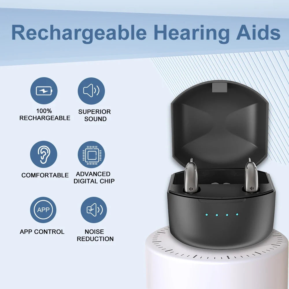 Hearing Aid Rechargeable Digital BTE With Adjustable Volume Portable Senior Sound Amplifier