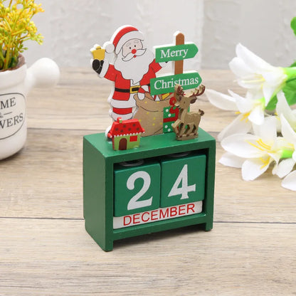 Christmas Wooden Countdown Calendar Ornament Tabletop Decor