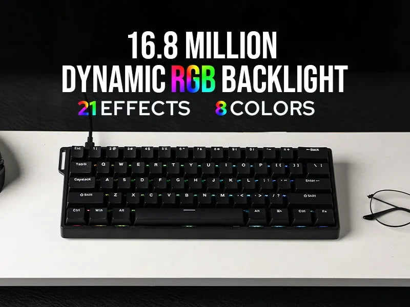 Mechanical 60 Percent Hot Swap Keyboard Aluminum RGB Hall