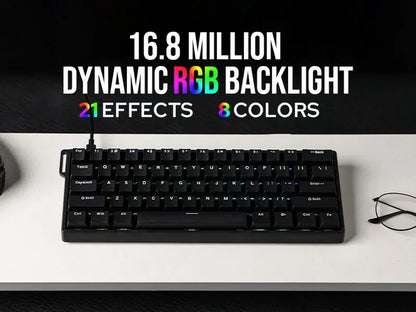 Mechanical 60 Percent Hot Swap Keyboard Aluminum RGB Hall