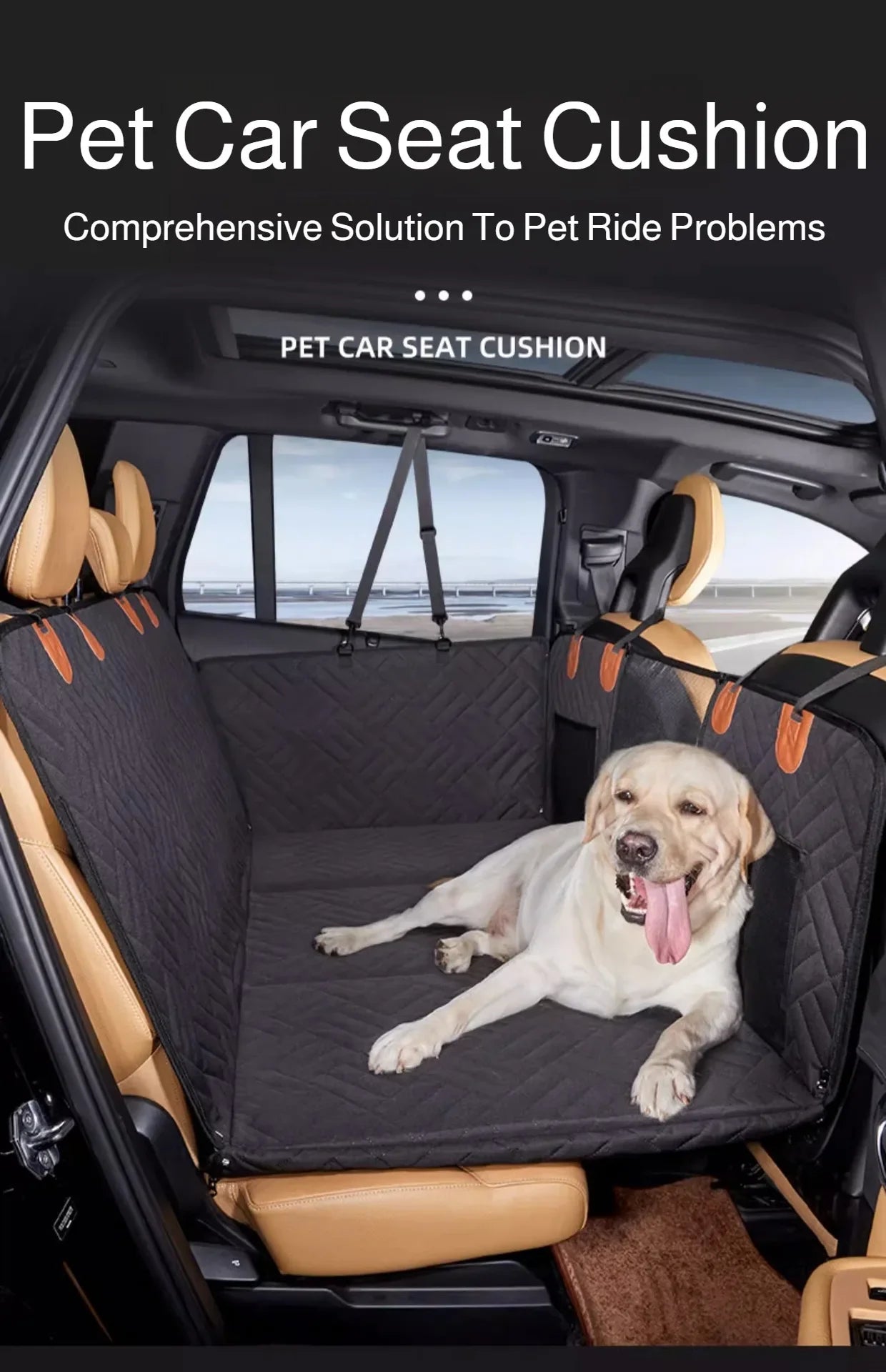 Waterproof Pet Car Seat Cover - Non-Slip Scratch-Proof Hammock Back Seat Protector for Dogs