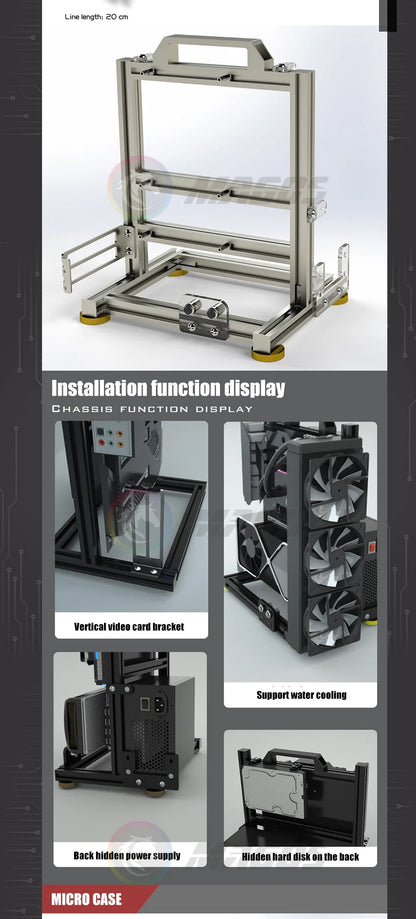 Open Frame PC Case Modular ATX MATX ITX Aluminum Rack