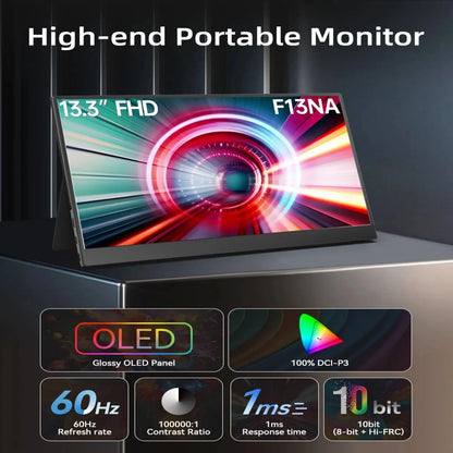 OLED 13.3 Inch Portable Monitor 1ms HDR 100 Percent DCI P3