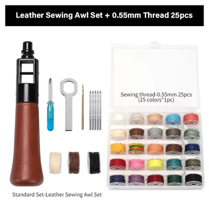 Leather Sewing Kit – Premium Hand Stitching Awl Tools Set for DIY Leather Craft and Canvas Repair, Fall 2026 Gift