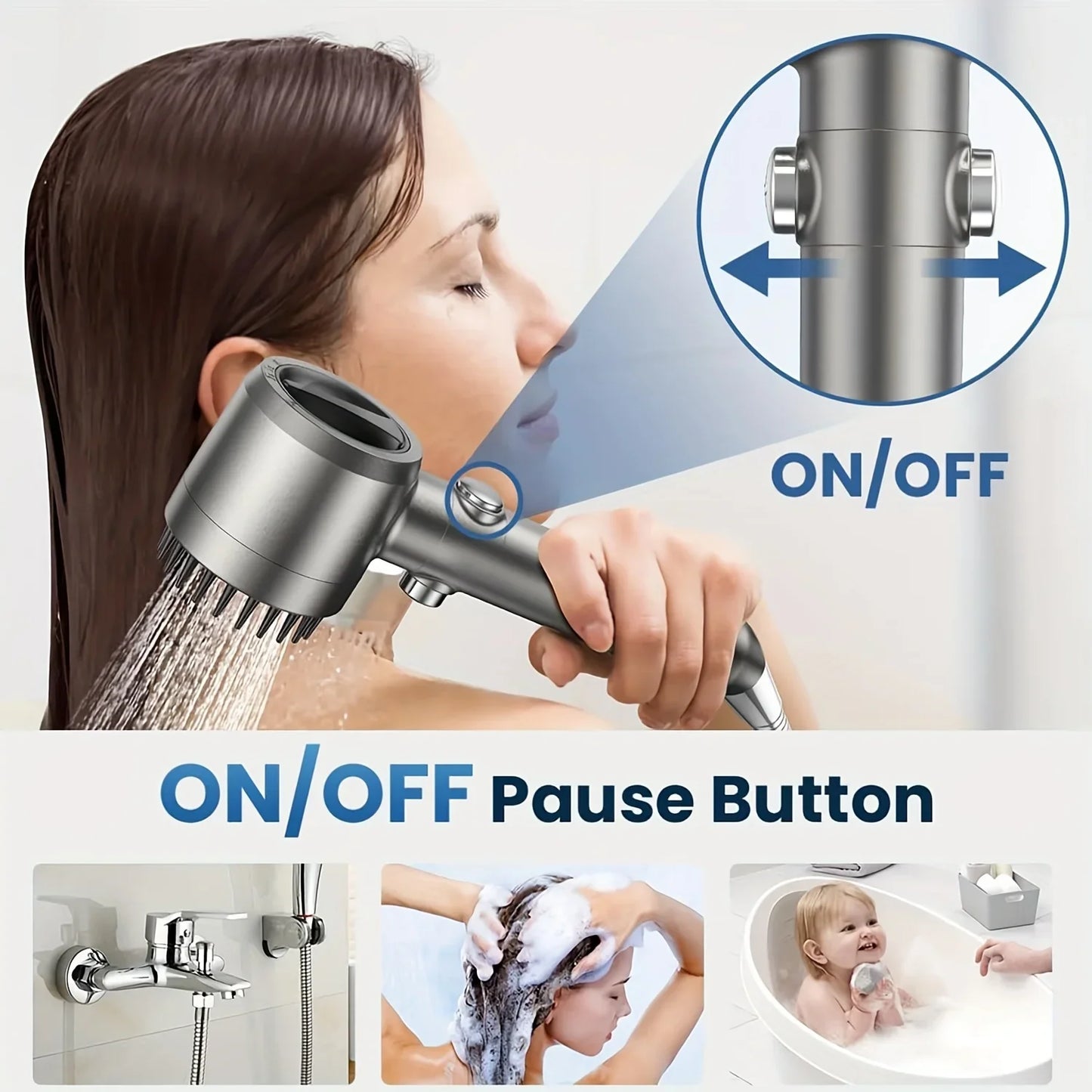 Shower Head With Filter Handheld Turbocharger – Multi Spray Modes, Built-In Filter On Off Switch, Fall 2026 Home Upgrade