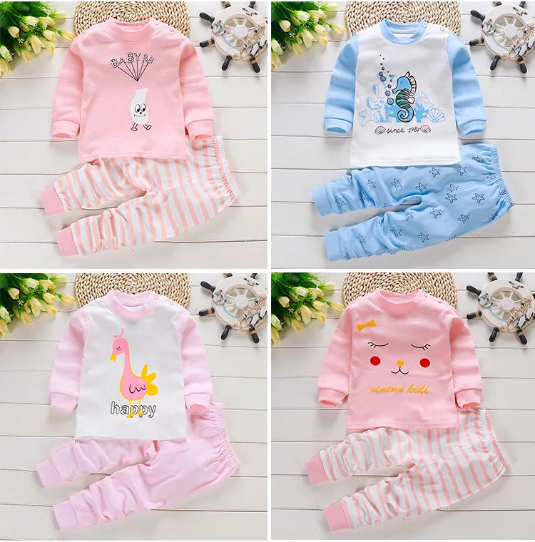 P26 colour version of the kids cotton cartoon long sleeve pyjama set