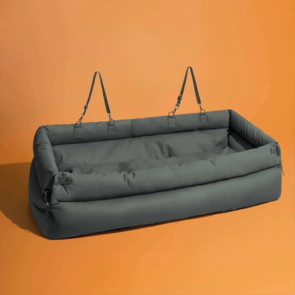 Pet Outing Lathe Luxury Faux Leather Dog Car Seat - Portable Booster Bed for Cats and Dogs