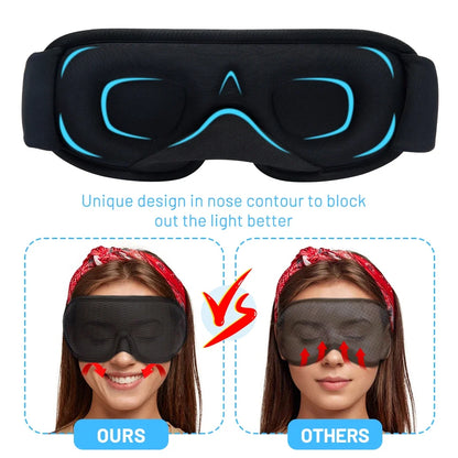 3D Sleep Eye Mask – Light Blocking, Soft and Breathable Eyeshade for Travel and Night Rest