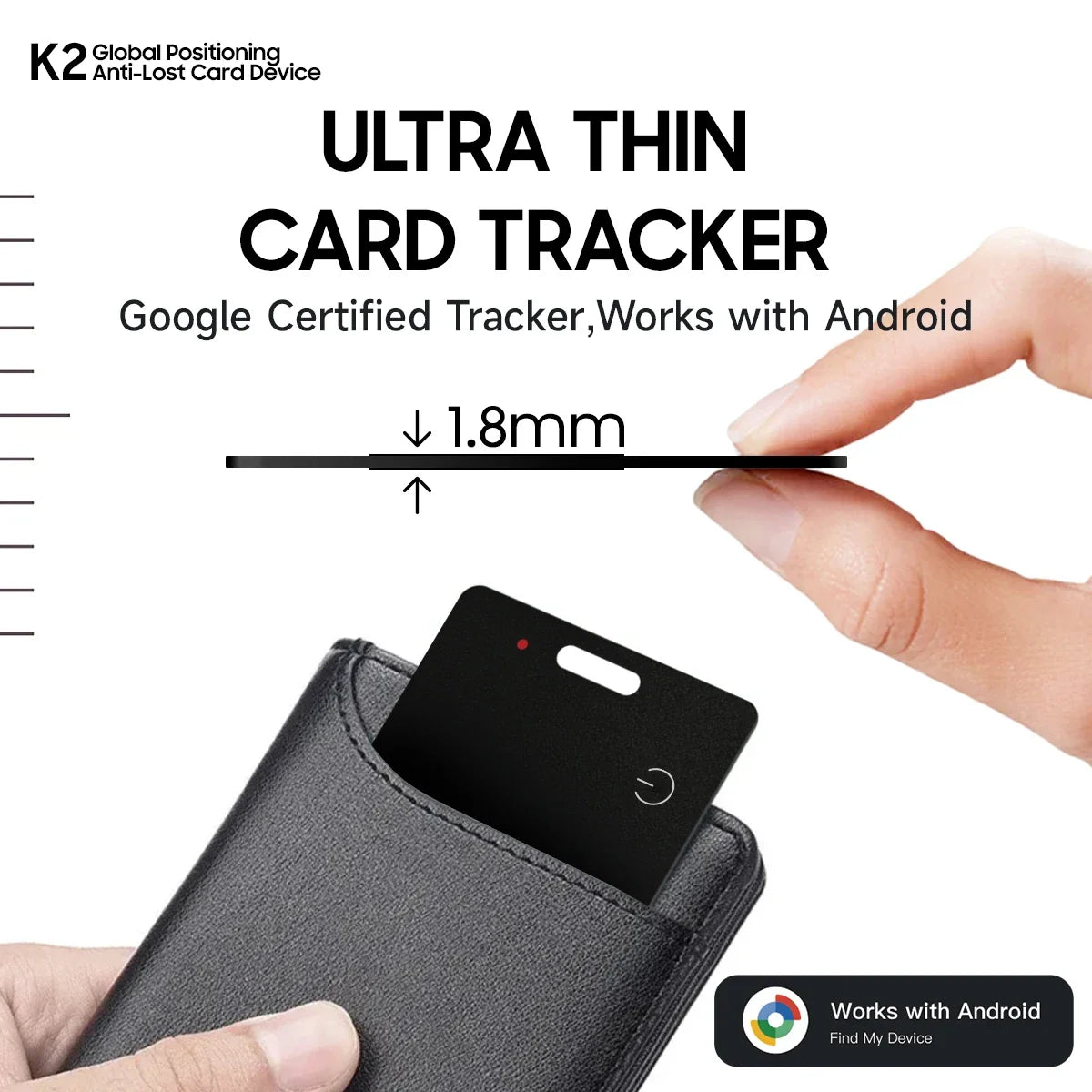 Smart Wallet Tracker Card IP68 Waterproof – Wireless Rechargeable Android Item Locator 2026