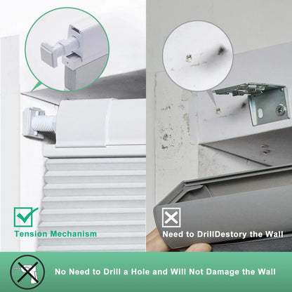 No Drill Honeycomb Blinds Cordless Thermal Insulated 1" Cell Fabric