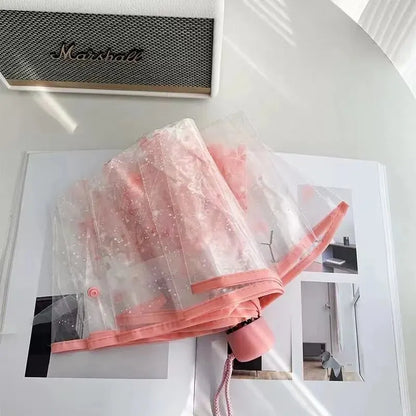 Korean Style Folding Umbrella with Cherry Blossom Design