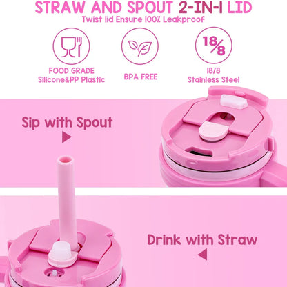 Kids Thermos Bottle 420ML Stainless Steel Insulated Tumbler With Handle And Straw, Christmas 2025 Gift