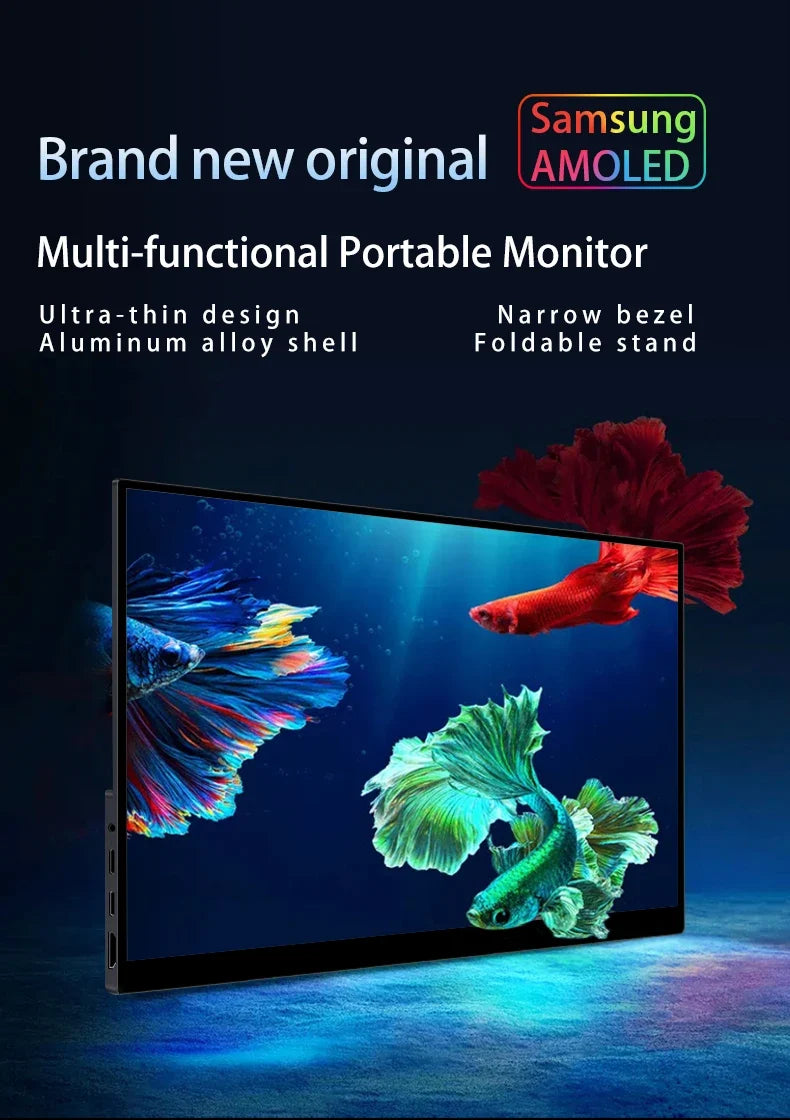 OLED 13.3 Portable Monitor Metal Frame Travel Display