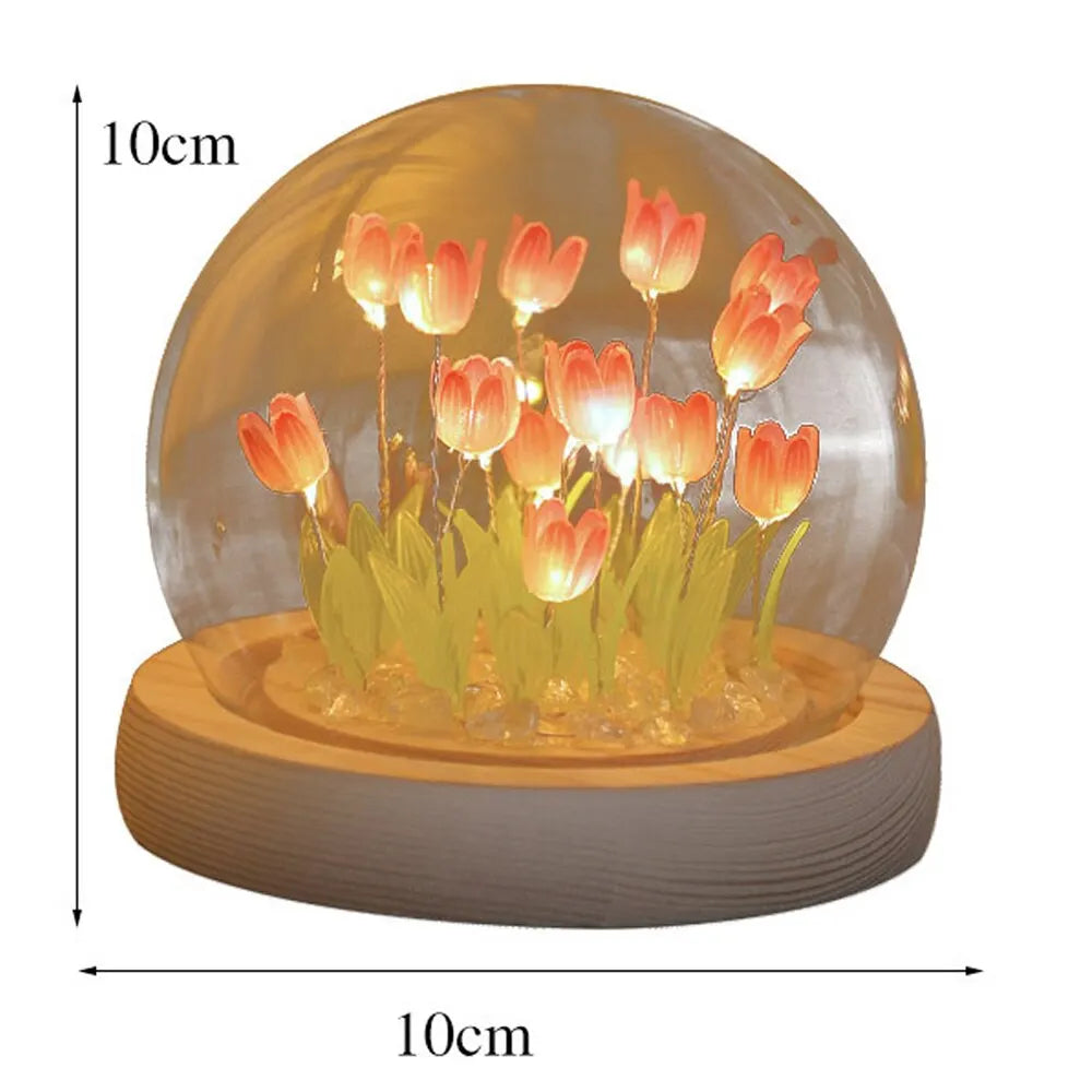 Handmade LED Tulip Flower Night Light - DIY Decorative Lamp for Bedroom, A Perfect Valentine's Day Gift