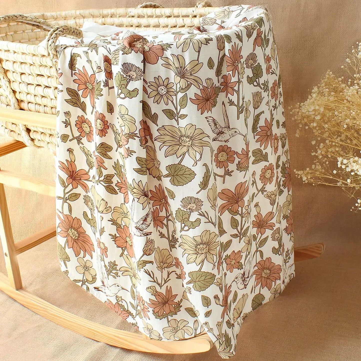Bamboo Muslin Swaddle Blanket 120x120 Cm Floral Newborn Bedding Fall 2025 Breathable Eco Friendly Baby Gift