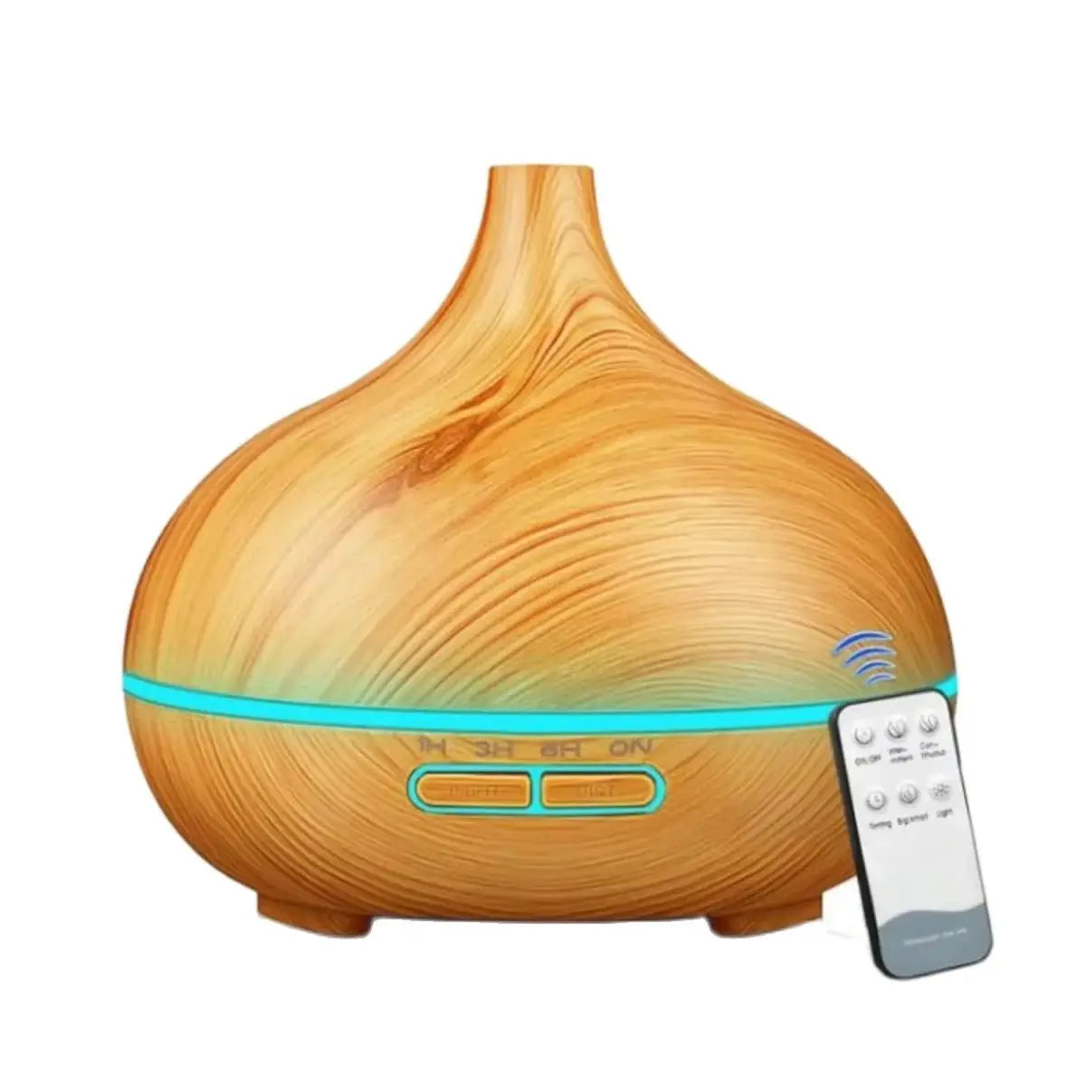 Air Humidifier Aromatherapy Essential Oil Diffuser 500ml Wood Grain Remote Control with 7 Color Lights for Home