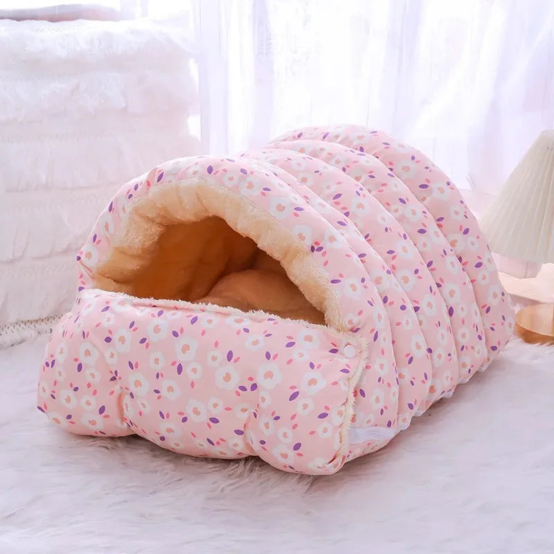 Cat Bed Cocoon Soft Coral Fleece Nest Indoor Winter 2025 Cozy Snuggly Warm Retreat For Cats
