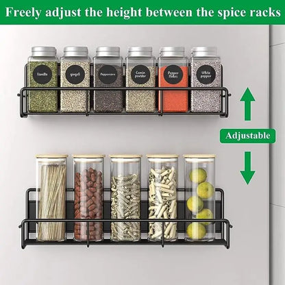 Magnetic Spice Rack Organizer - Home Organizers for Kitchen, Metal Fridge Shelf, 2-Piece Set
