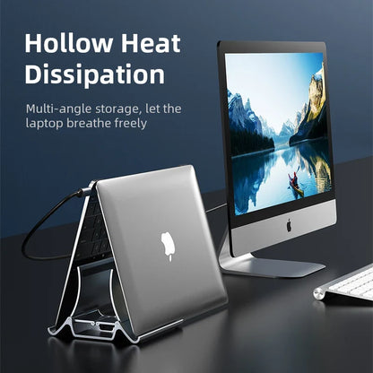 Vertical Laptop Stand with Silicone Grip - Dual Device Holder for MacBook & Tablet, Heat Dissipation,
