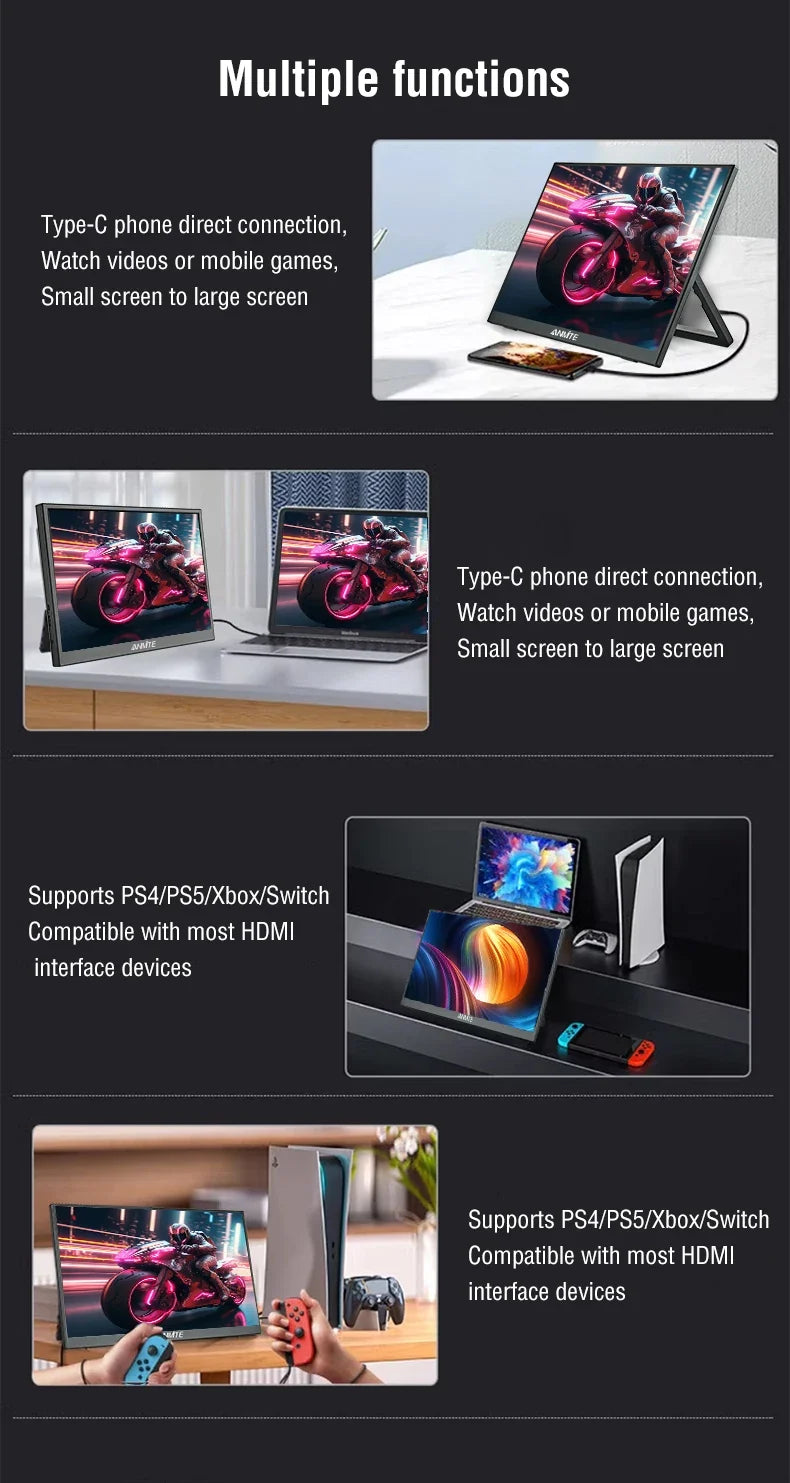 Portable 15.6 Inch Touch Monitor 1080p HDR Gaming On The Go