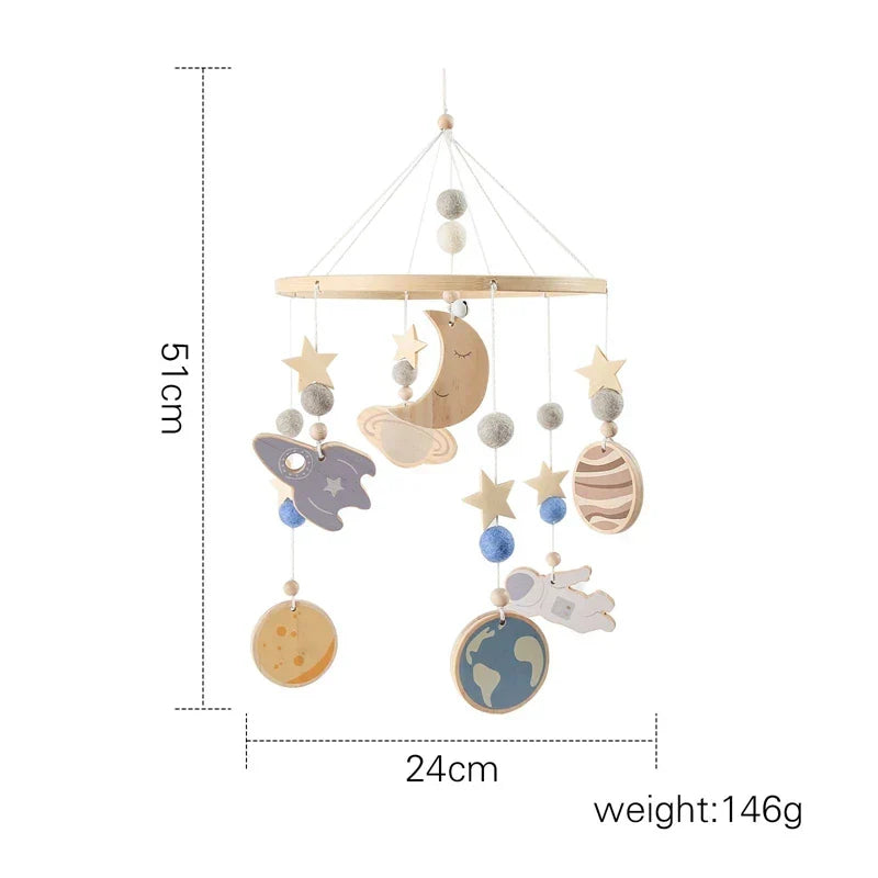 Wooden Baby Mobile Natural Wood Newborn Crib Mobile 0-12 Months Nursery Decor Newborn Gift 2025 Soothing Music